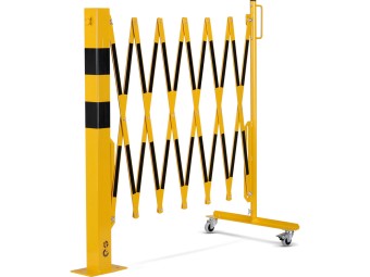 Barrière extensible en acier avec poteau sur platine fixe