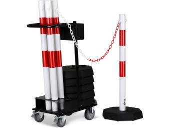 Chariot avec 6 poteaux, 25m de chaîne et 6 socles