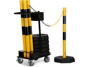 Chariot avec 6 poteaux, 25m de chaîne et 6 socles