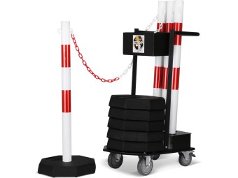Chariot avec 6 poteaux, 25m de chaîne et 6 socles