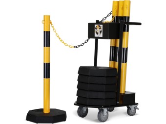 Chariot avec 6 poteaux, 25m de chaîne et 6 socles