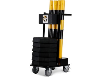 Chariot avec 6 poteaux, 25m de chaîne et 6 socles