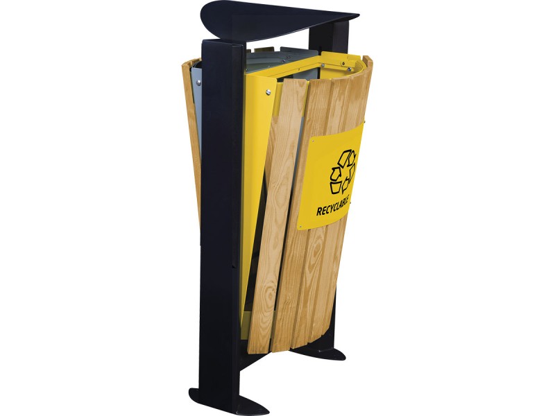 Poubelle double flux façade bois 2 x 60L - Arkéa