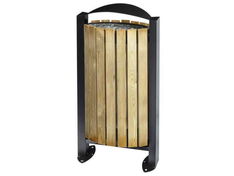 Corbeille de ville façade bois 60L - Arkéa