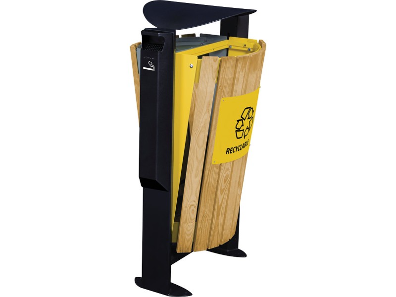 Poubelle double flux façade bois 2 x 60L - Arkéa