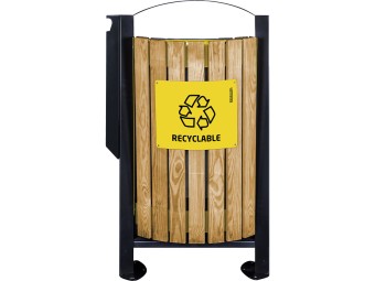 Poubelle double flux façade bois 2 x 60L - Arkéa