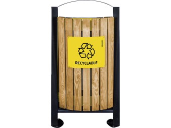 Poubelle double flux façade bois 2 x 60L - Arkéa