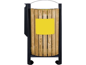 Poubelle double flux façade bois 2 x 60L - Arkéa