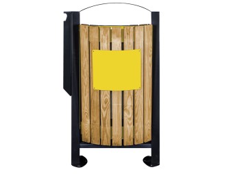 Poubelle double flux façade bois 2 x 60L - Arkéa