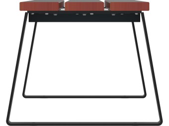 Banquette d'extérieur en bois et pieds acier - Balade