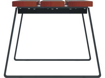 Banquette d'extérieur en bois et pieds acier - Balade