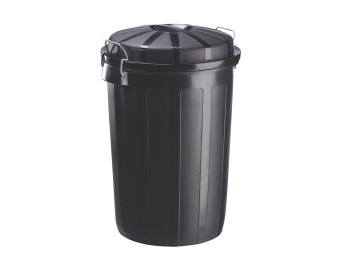 Poubelle de rue ronde 50L, 70L ou 95 L en plastique recyclé Bazi