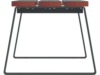 Banquette d'extérieur en bois et pieds acier - Balade