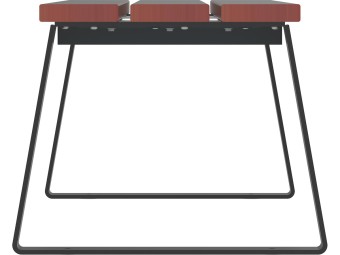 Banquette d'extérieur en bois et pieds acier - Balade