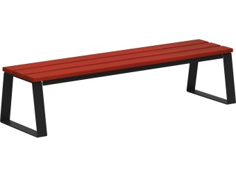 Banquette d'extérieur en bois et pieds acier - Balade