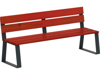 Banc public en bois et pieds acier - Balade