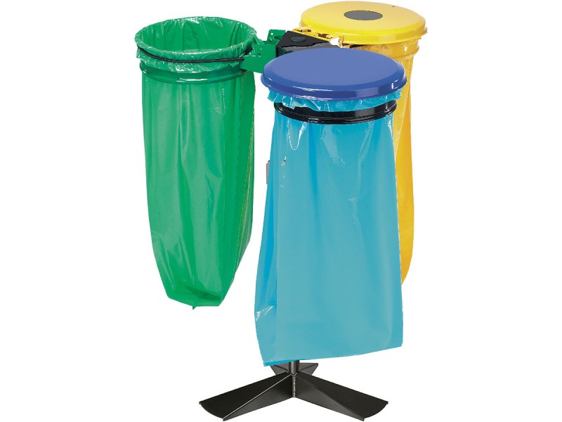 Poteau support de sac tri sélectif collecmur, ecollecto et collectrap