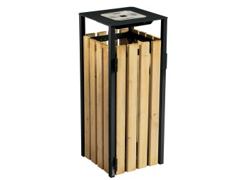 Poubelle de ville bois et métal avec ou sans cendrier 50l et 110l Ede