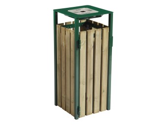 Poubelle de ville bois et métal avec ou sans cendrier 50l et 110l Ede