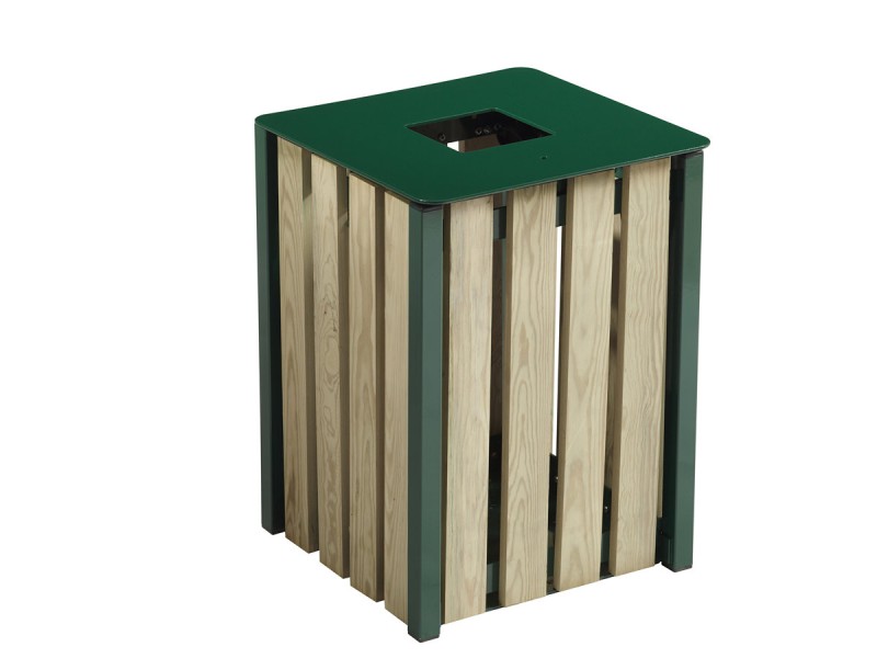 Poubelle de ville bois et métal avec ou sans cendrier 50l et 110l Ede
