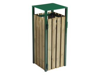 Poubelle de ville bois et métal avec ou sans cendrier 50l et 110l Ede