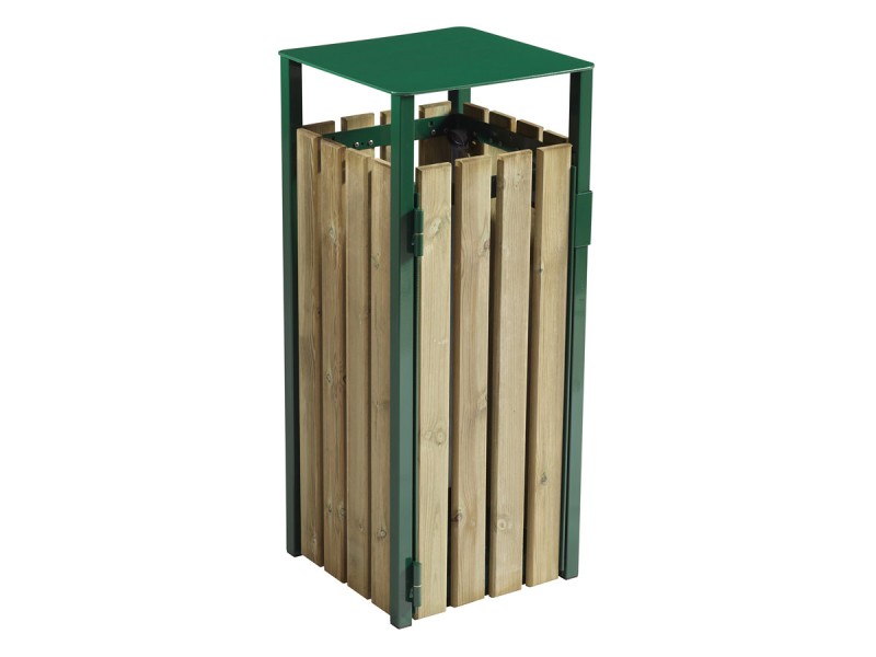 Poubelle de ville bois et métal avec ou sans cendrier 50l et 110l Ede