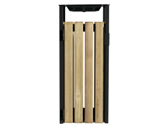 Poubelle de ville bois et métal avec ou sans cendrier 50l et 110l Ede