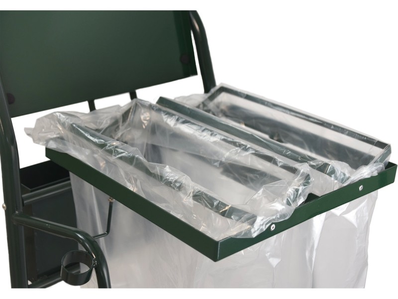 Chariot poubelle voirie pour cantonnier 2 flux