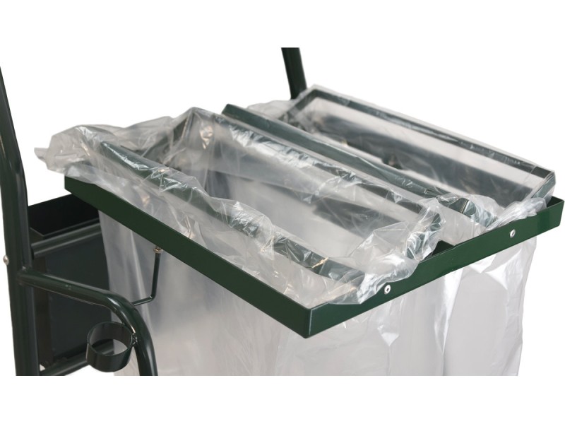 Chariot poubelle voirie pour cantonnier 2 flux