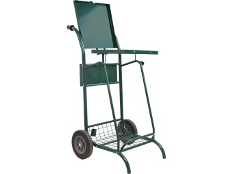 Chariot poubelle voirie pour cantonnier 2 flux