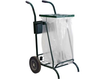 Chariot poubelle voirie pour cantonnier 2 flux
