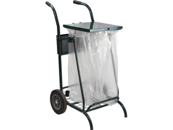 Chariot poubelle voirie pour cantonnier 2 flux