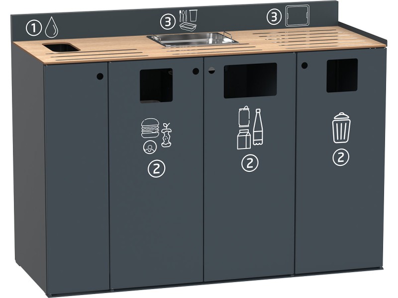 Meuble de tri sélectif pour restauration collective Restotri