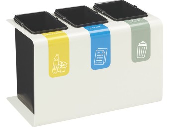Stand de 2 à 3 flux 8 ou 15L pour tri sélectif dans les bureaux Tribu