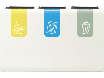 Stand de 2 à 3 flux 8 ou 15L pour tri sélectif dans les bureaux Tribu