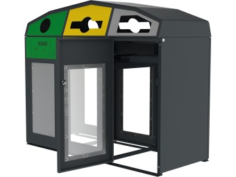 Point de tri 3 flux Vipirate avec 3 supports de sacs - 3 x 110L Triro