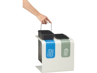 Stand de 2 à 3 flux 8 ou 15L pour tri sélectif dans les bureaux Tribu