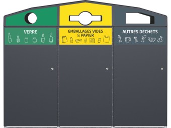 Point de tri 3 flux avec 3 bacs roulants 120L, 240L ou 340L Trirok