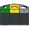 Point de tri 3 flux avec 3 bacs roulants 120L, 240L ou 340L Trirok