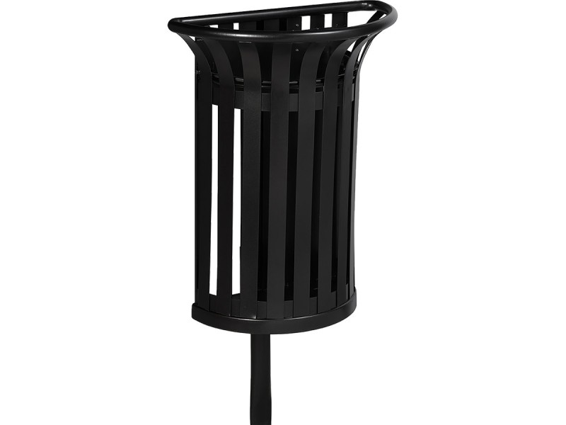 Corbeille Tulipe demi-cercle 35L fixation murale ou poteau
