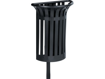 Corbeille Tulipe demi-cercle 35L fixation murale ou poteau