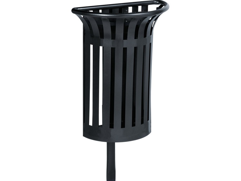 Corbeille Tulipe demi-cercle 35L fixation murale ou poteau