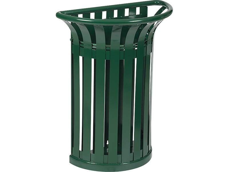 Corbeille Tulipe demi-cercle 35L fixation murale ou poteau