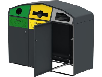 Point de tri 3 flux avec 3 bacs roulants 120L, 240L ou 340L Trirok
