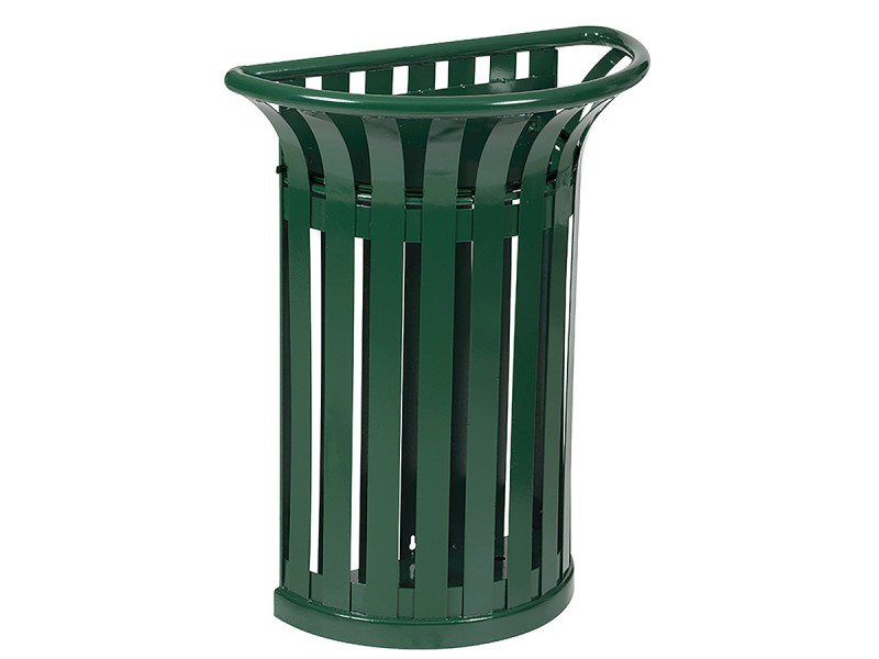 Corbeille Tulipe demi-cercle 35L fixation murale ou poteau