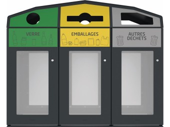 Point de tri 3 flux Vipirate avec 3 supports de sacs - 3 x 110L Triro