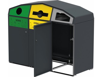 Point de tri 3 flux avec 3 bacs roulants 120L, 240L ou 340L Trirok