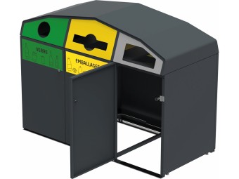 Point de tri 3 flux avec 3 bacs roulants 120L, 240L ou 340L Trirok