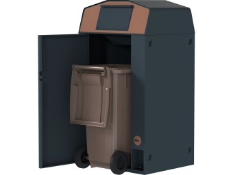 Point de tri 1 flux biodéchets avec 1 bac roulant 120L ou 240L Trirok