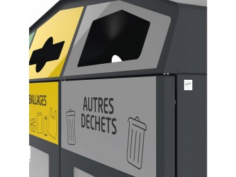 Point de tri 3 flux Vipirate avec 3 supports de sacs - 3 x 110L Triro